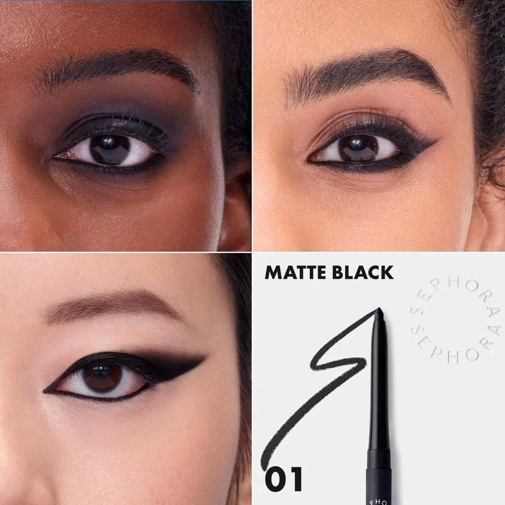 2 New Sephora 12H Colorful Waterproof Eyeliner in Matte Black
